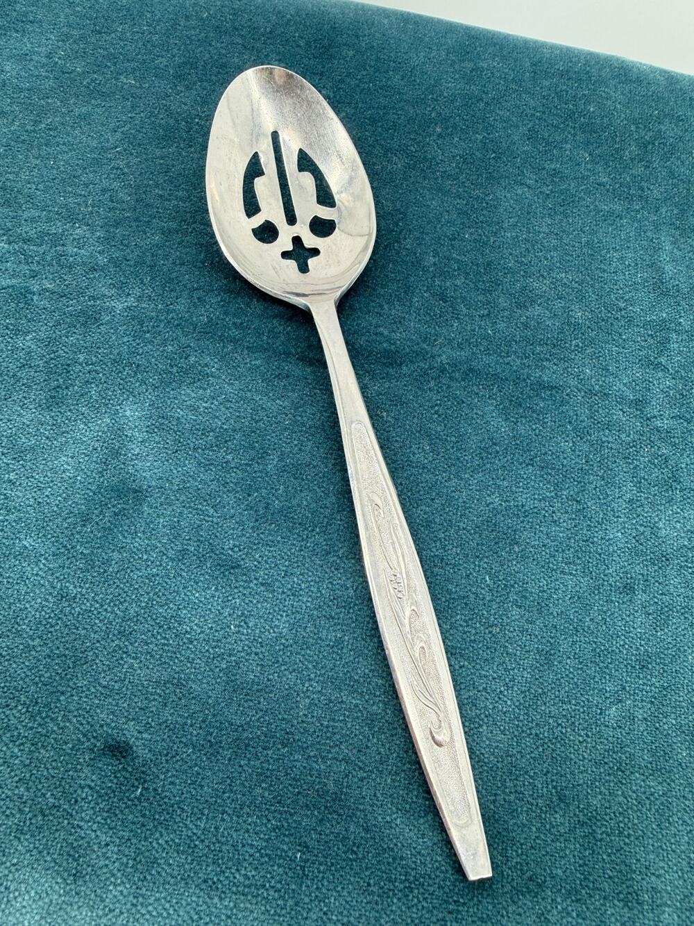 Vintage Pierced Serving Spoon Stainless Scroll Floral Replacement